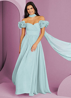 Barbie ♥ Azazie Bridesmaid Dresses Mist A-Line Off the Shoulder Chiffon Convertible Dress image13