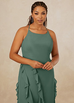 Christian Siriano Bridal for Azazie 1006 Bridesmaid Dresses Sea Moss Mermaid Ruched Chiffon Dress image14