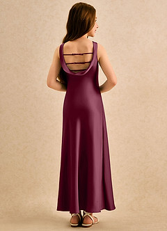 Azazie Raspberry Girls Formal Flower Girl Klänningar Klä A-Line i Stretch Satin Plisserad image2