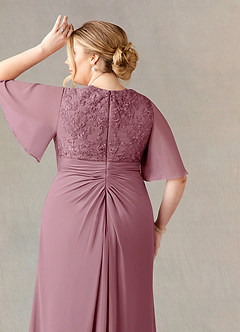 Azazie Carson Mother of the Bride Dresses Vintage Mauve A-Line V-Neck Lace Chiffon Dress image11