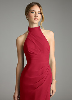 Azazie Jemma Vestidos de damas de honor Vestido de Escarlata de Gasa de Corte Recto con Plisado image5