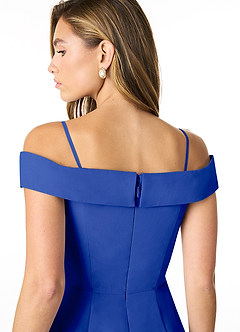 Azazie Lecia Brautjungfernkleider Wandelbar Empire Schulterfrei, plissiert Chiffon Kleid Königsblau image5