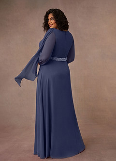 Azazie Priyanka Mother of the Bride Dresses Stormy A-Line Boatneck Pleated Chiffon Dress image6