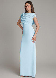 Azazie Hadley Bridesmaid Dresses Sky Blue Mermaid Pleated Chiffon Dress image9