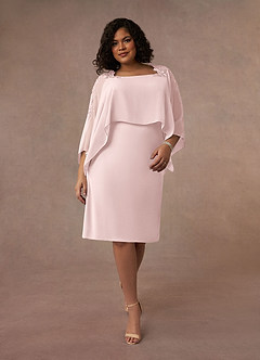 Azazie Maryam Final Sale Dusty Blue Sheath Lace Chiffon Dress image9