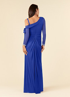 Azazie Marna vestidos de madre de la novia Vestido de Azul Real de Malla de Recto con Hombro unilateral image2