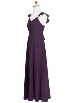 Azazie Emily Junior Plum A-Line Ruched Chiffon Dress image7