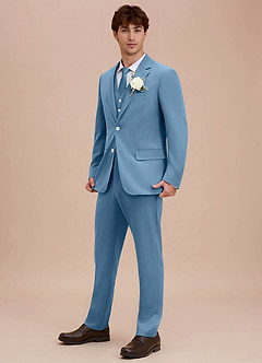 front Ethan Steel Blue Refined Weave Suit Jacket