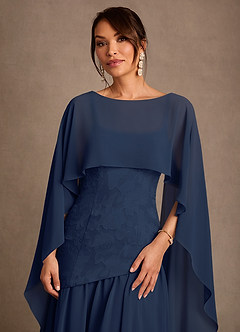 Azazie Flossie 신부의 어머니 드레스 A라인 주름진 쉬폰 플로어 길이 드레스 image6