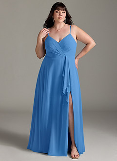 Azazie Akita Robes de demoiselle d'honneur Robe Trapèze en Mousseline de soie Geai Bleu image5