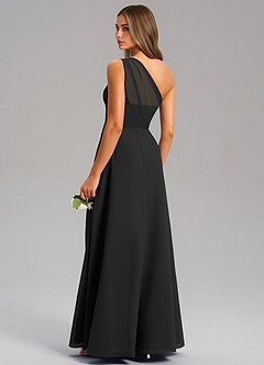 Azazie Phaedra Jurken voor bruidsmeisjes Jurk van Chiffon met A-Lijn One-Shoulder Zwart image15