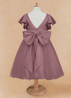 Azazie Kaeya Flower Girl Dresses Vintage Mauve A-Line Bow Tulle Dress image6
