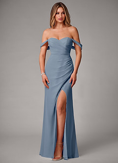 Azazie Haisley Abiti da Damigella Abito Convertibile Tubino in Chiffon a Spalla Scoperta Crepuscolo image4