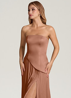 Azazie Tierney Bridesmaid Dresses Bronzer A-Line Strapless Chiffon Convertible Dress image2