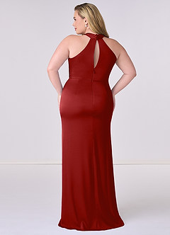 Barbie ♥ Azazie Bridesmaid Dresses Pomegranate Sheath Stretch Satin Dress image8