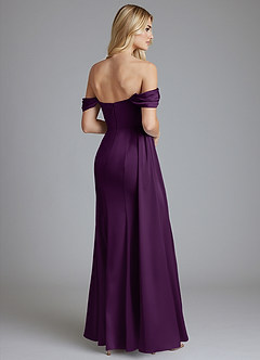 Azazie Amyra Bridesmaid Dresses Grape Mermaid Off the Shoulder Stretch Satin Convertible Dress image2