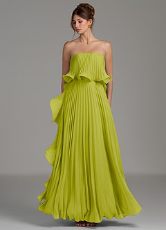 Azazie Alexia Bridesmaid Dresses Lemongrass A-Line Ruched Chiffon Dress image6