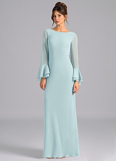 Azazie Leone Bridesmaid Dresses Sea Glass Mermaid Corset Chiffon Dress image5