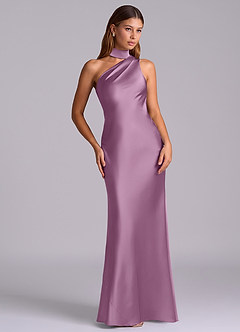 Azazie Seona Robes de demoiselle d'honneur Robe Sirène en Satin extensible Une épaule Glycine image7