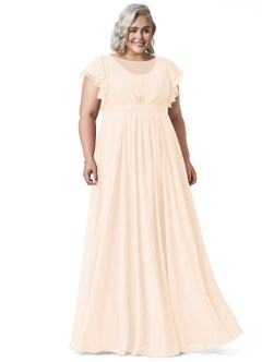 Azazie Daphne Modest Bridesmaid Dresses A-Line Ruffled Chiffon Floor-Length Dress image45