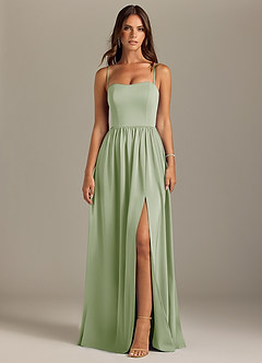 Azazie Calianna Vestidos de damas de honor Vestido de Salvia Polvorienta de Satén Elástico de Corte en A Convertible con Vestidos sin tirantes image9