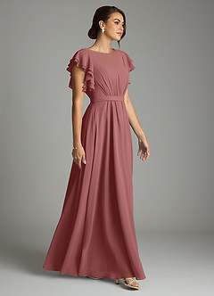 Azazie Daphne Modest Bridesmaid Dresses A-Line Ruffled Chiffon Floor-Length Dress image4