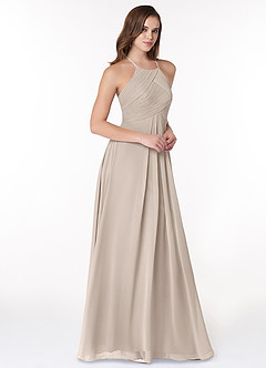 Azazie Ginger Bridesmaid Dresses Frost A-Line Halter Pleated Chiffon Dress image1