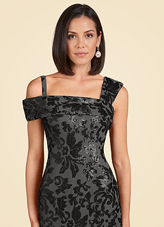 Azazie Odessia vestidos de madre de la novia Vestido de Negro de Encaje de Corte En A con Lentejuela image6