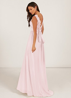 Azazie Gertrude Brautjungfernkleider A-Linie Spitze Chiffon Kleid Zartrosa image4