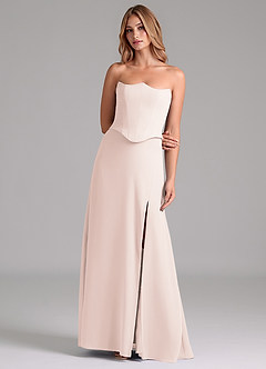 Azazie Jenilyn Brautjungfernkleider A-Linie Schulterfrei Chiffon Kleid Blassrosa image4
