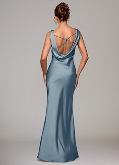 Azazie Rylina Bridesmaid Dresses Dusty Blue Mermaid Stretch Satin Dress image5