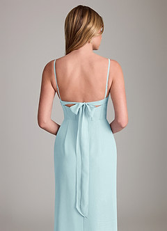 Azazie Mai Bridesmaid Dresses Sea Glass Sheath Pleated Chiffon Dress image6