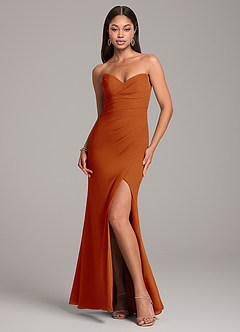 Azazie Yola Bridesmaid Dresses Paprika Sheath Pleated Chiffon Convertible Dress image1