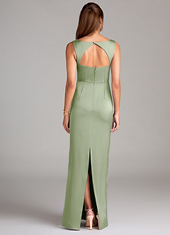 Azazie Flori Bridesmaid Dresses Dusty Sage Sheath Side Slit Stretch Satin Dress image2
