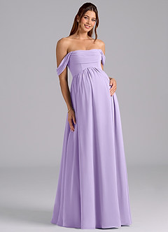 Azazie Saige Maternity Bridesmaid Dresses A-Line Pleated Chiffon Floor-Length Dress image3