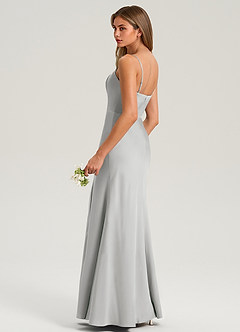 Azazie Lidia Vestidos de damas de honor Vestido de Plata de Satén Elástico de Corte Sirena con Corte Lateral image12