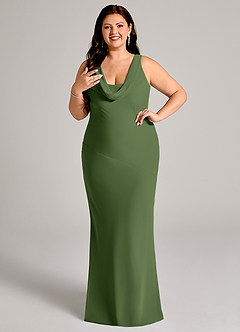 Azazie Rylina Bridesmaid Dresses Olive Mermaid Pleated Chiffon Dress image10