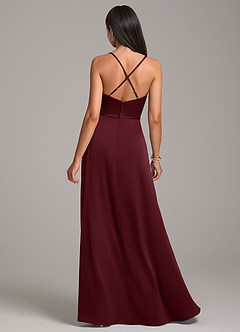 Azazie Naeem Bridesmaid Dresses Cabernet A-Line Stretch Satin Dress image6