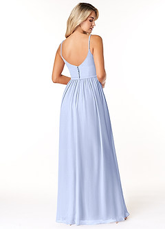 Azazie Rayna Brautjungfernkleider A-Linie V-Hals Gefaltet Chiffon Kleid Eis image2