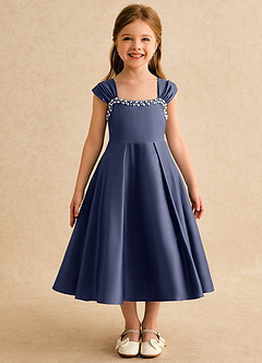 Azazie Yosemite Blumenmädchenkleider Ballkleid Herzausschnitt Matte Satin Kleid Sturm image4