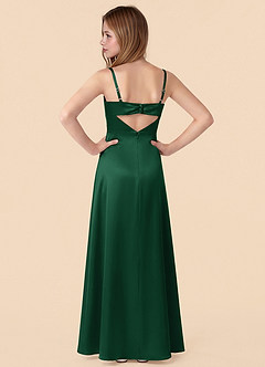 Azazie Renna Junior Dark Green Mermaid Pleated Stretch Satin Dress image2