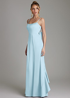 Azazie Zherra Bridesmaid Dresses Sky Blue Mermaid Bow Stretch Satin Dress image2