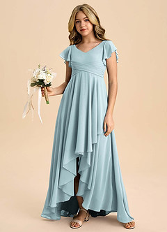 Azazie Caria Junior Mist A-Line Pleated Chiffon Dress image6