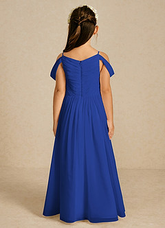 Azazie Chelle Flower Girl Dresses Royal Blue A-Line Pleated Chiffon Dress image2