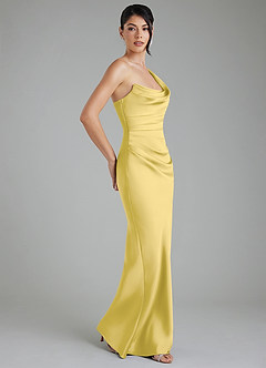 Azazie Sabrina Bridesmaid Dresses Canary Mermaid Corset Stretch Satin Dress image8