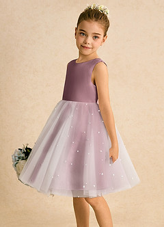 Azazie Esme Robe Demoiselle D'honneur Fillette Robe Princesse en Tulle Arc Mauve Vintage image4