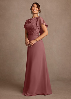Azazie Frieda Mother of the Bride Dresses Desert Rose A-Line Applique Chiffon Dress image2