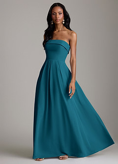 Azazie Lucienne Bridesmaid Dresses Ink Blue A-Line Strapless Chiffon Convertible Dress image5