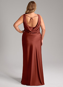 Azazie Rylina Bridesmaid Dresses Terracotta Mermaid Stretch Satin Dress image8