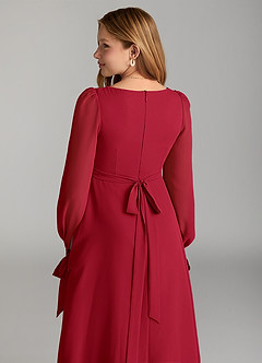 Azazie Leonia Junior Scarlet A-Line with Pockets Chiffon Dress image6
